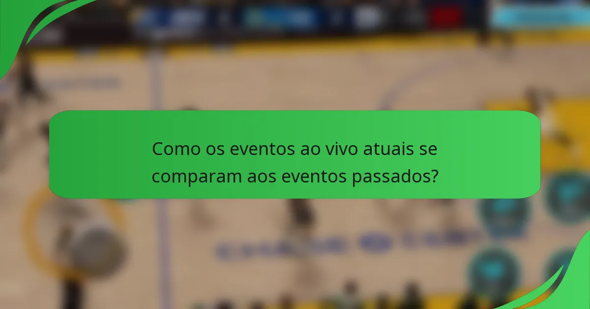 Como os eventos ao vivo atuais se comparam aos eventos passados?