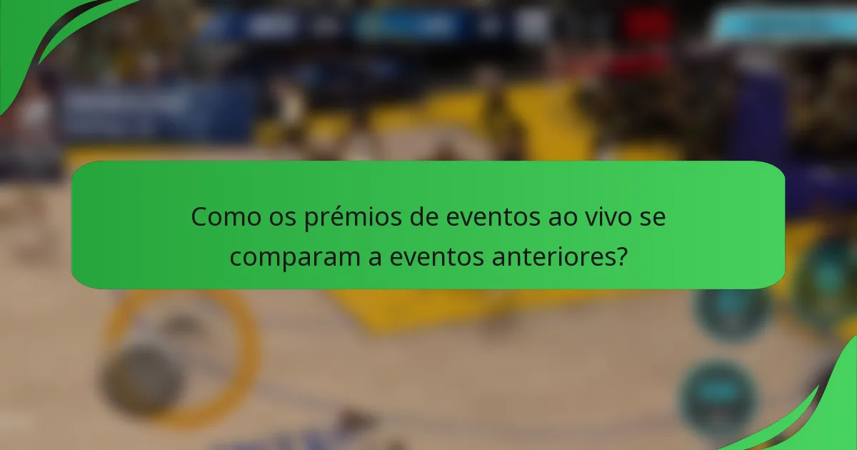 Como os prémios de eventos ao vivo se comparam a eventos anteriores?